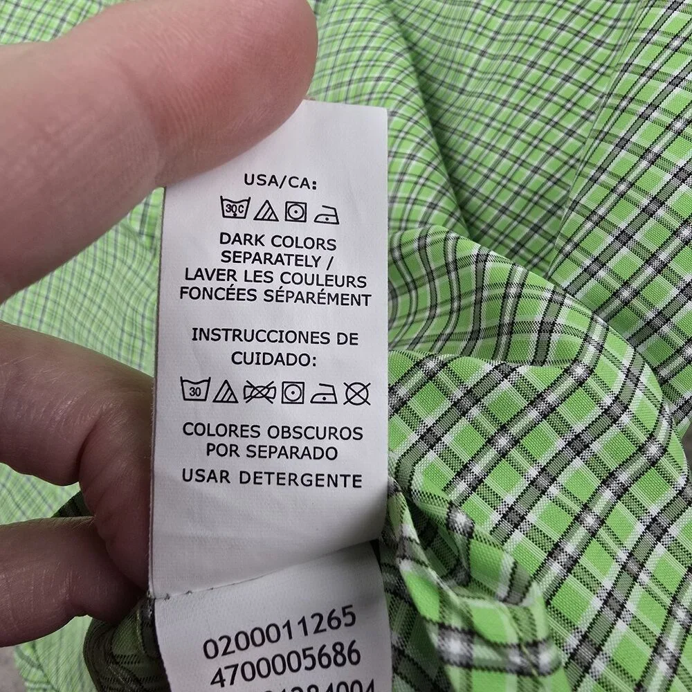 Chaps Mens Green Plaid Short Sleeve Button-Down Shirt XL Polyester - Picture 6 of 9